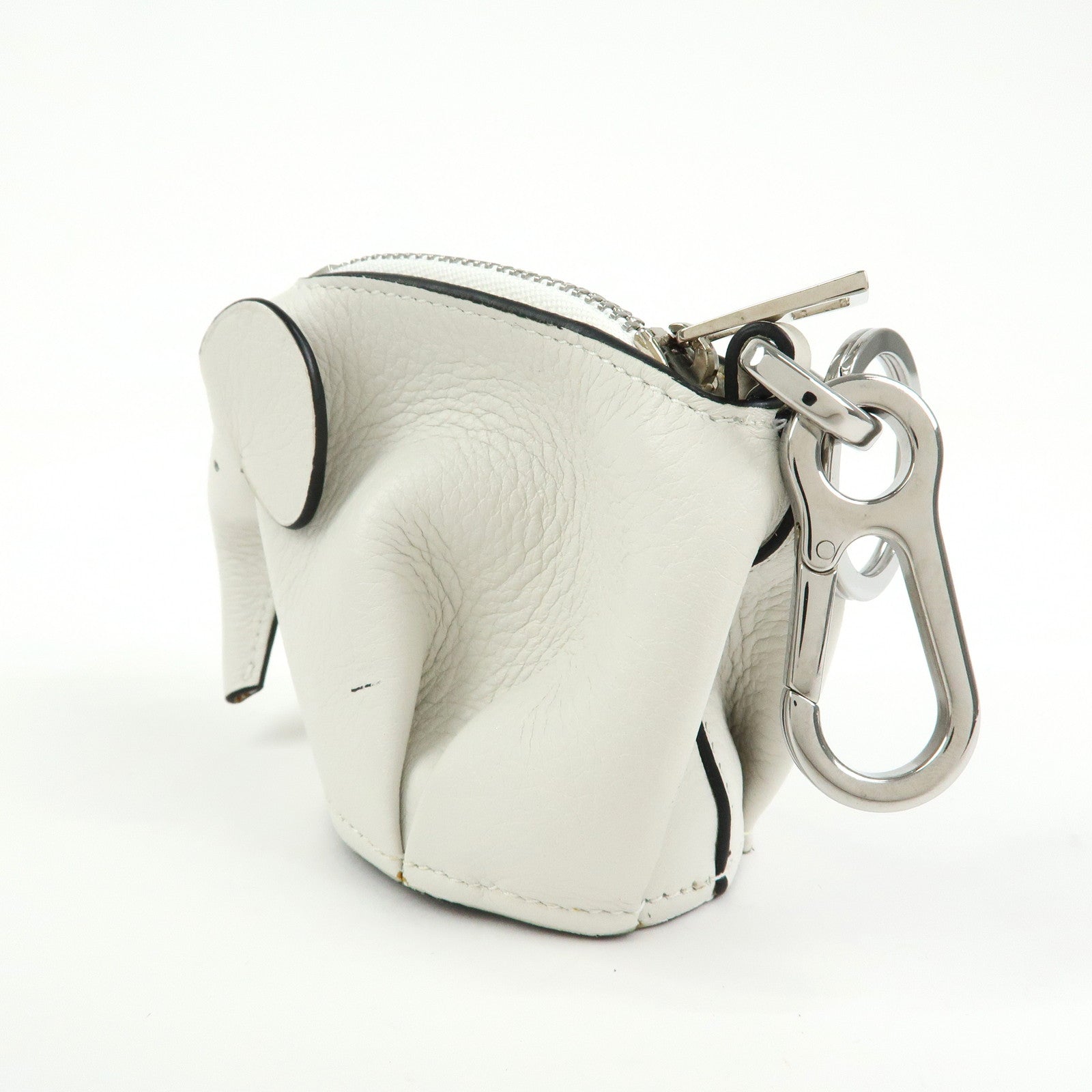 6690 - Loewe Calf Leather Elephant Coin Purse White