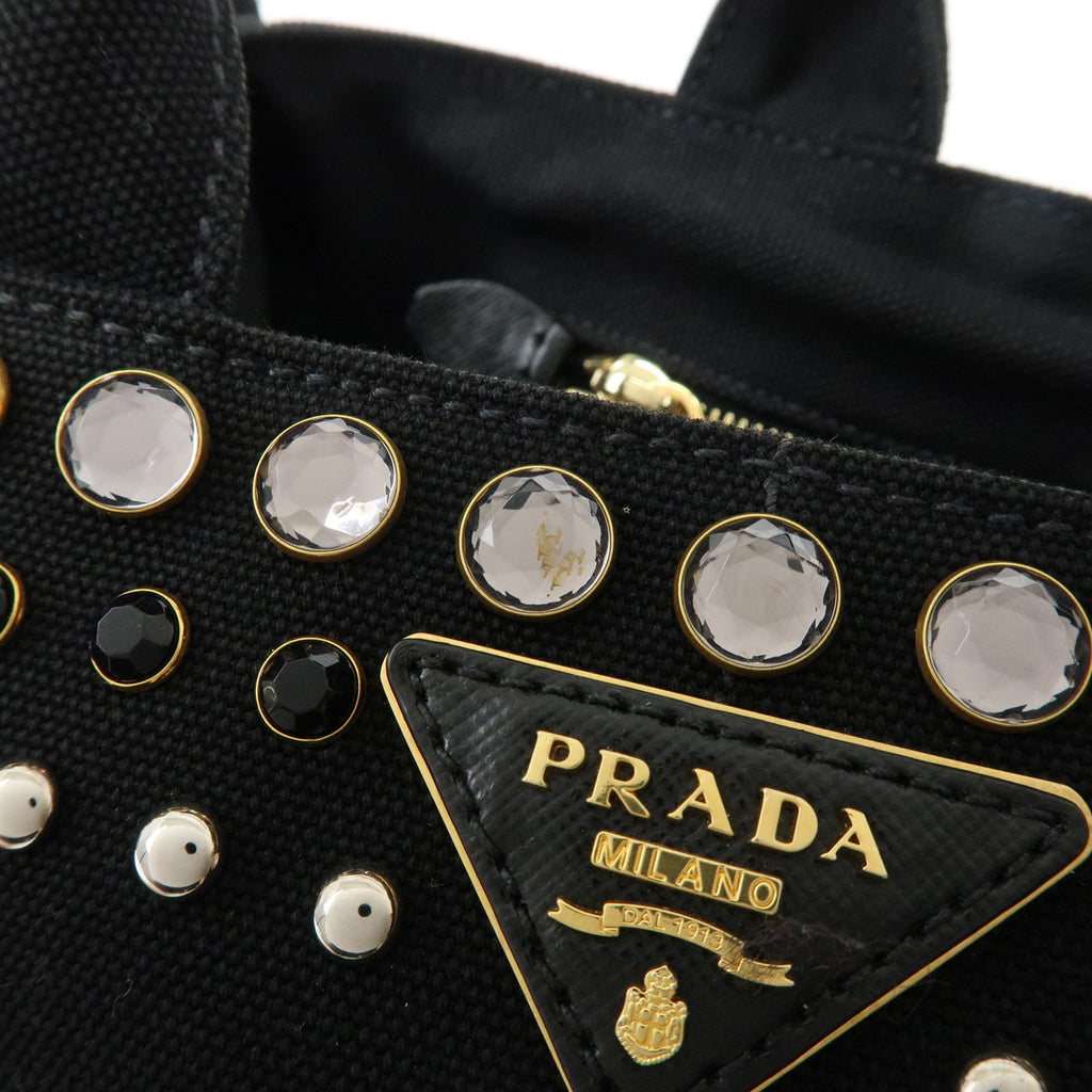6749 - Prada Canapa Mini Canvas 2Way Tote Bag - Black