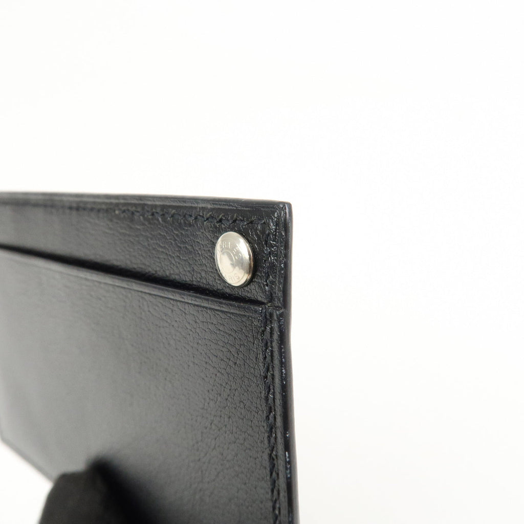 6682 - Hermes Evercalf Leather Chouchou Serie Button I Stamped Pass Case Black