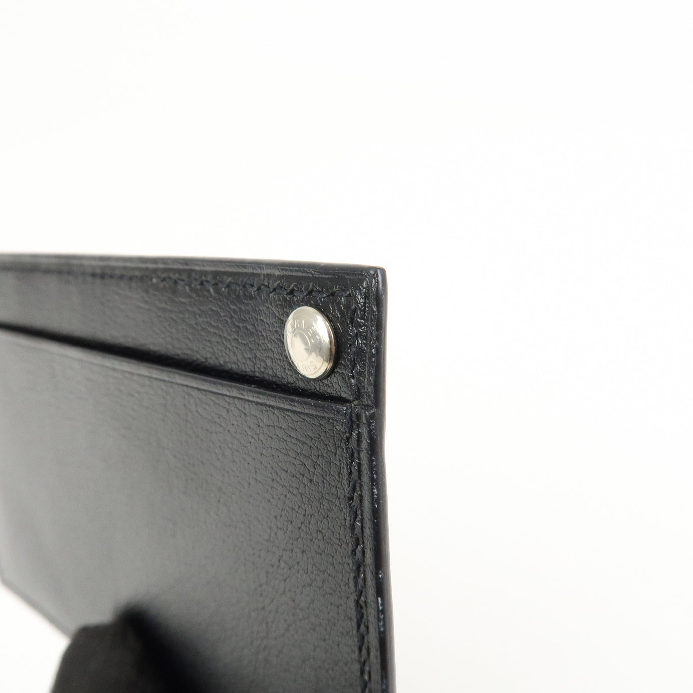 6682 - Hermes Evercalf Leather Chouchou Serie Button I Stamped Pass Case Black