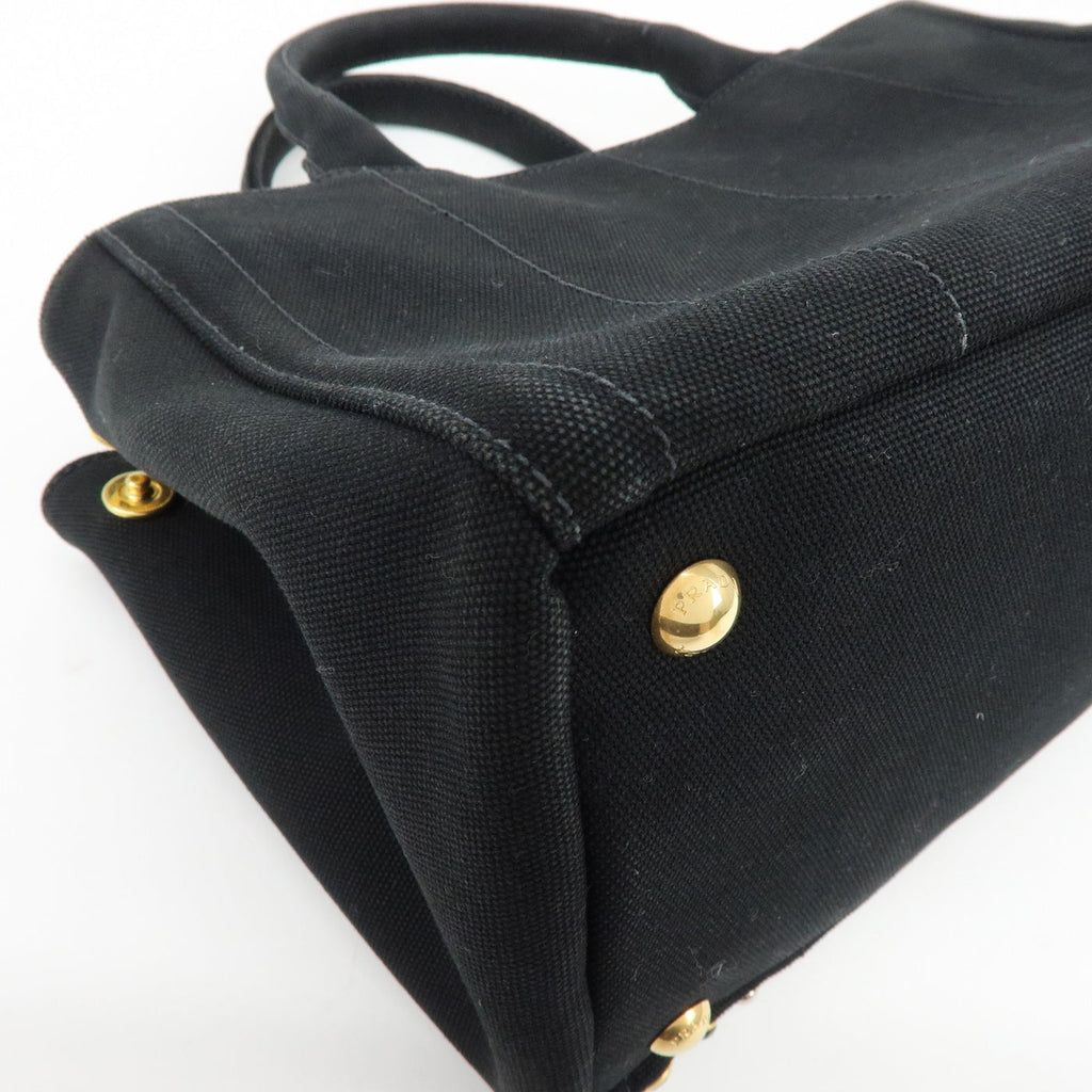 6749 - Prada Canapa Mini Canvas 2Way Tote Bag - Black