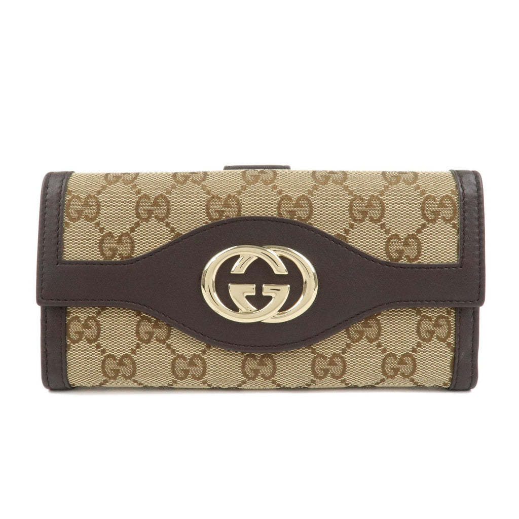 6684 - Gucci Interlocking G Canvas Leather Double Flap Long Wallet