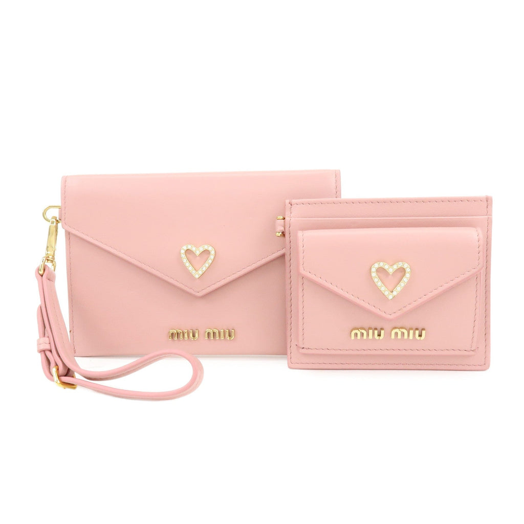 6836 - Miu Miu Madras Love Envelope Pouch Wristlet Pink Crystal Heart