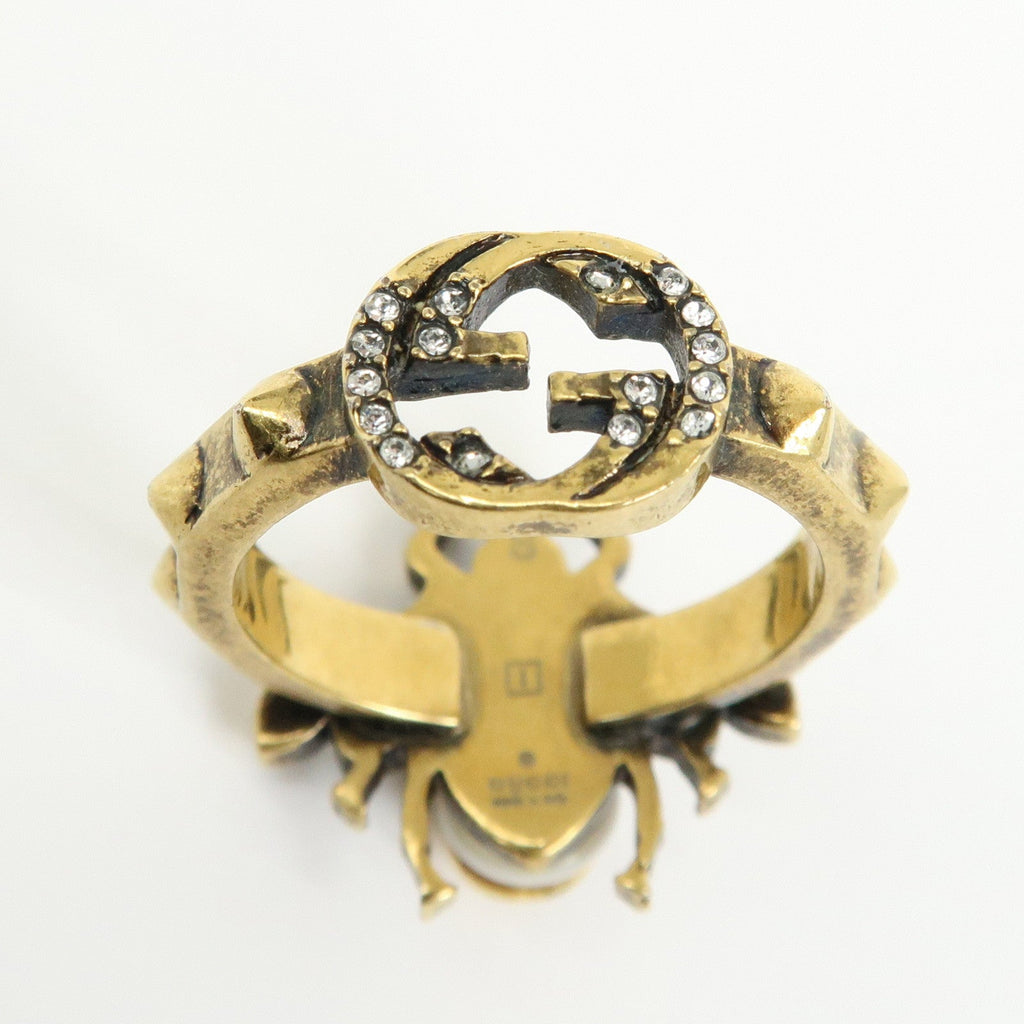 6695 - Gucci Metal Strass Pearl Bee Ring - Size US 6.5