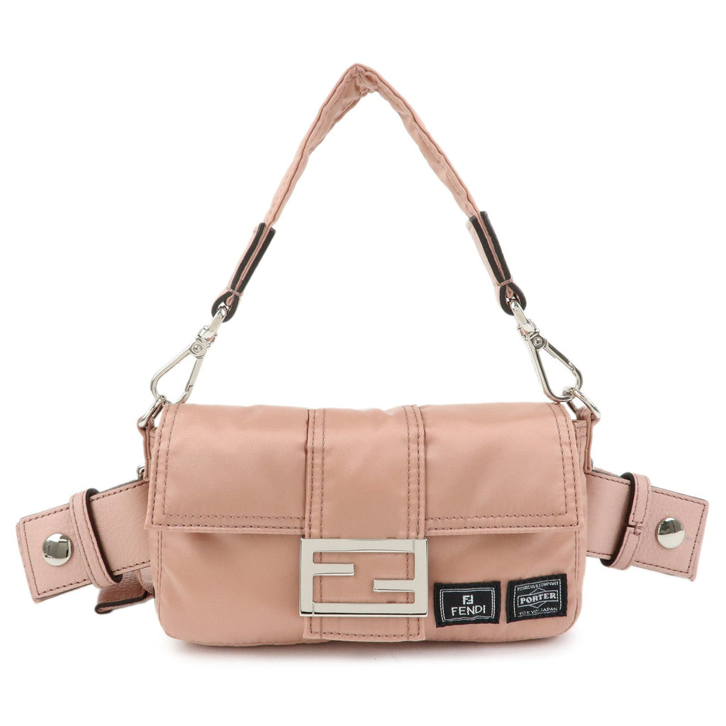 7409 - Fendi Baguette Mini Nylon Leather 2WAY Bag x PORTER Pink 7AS138 Pink