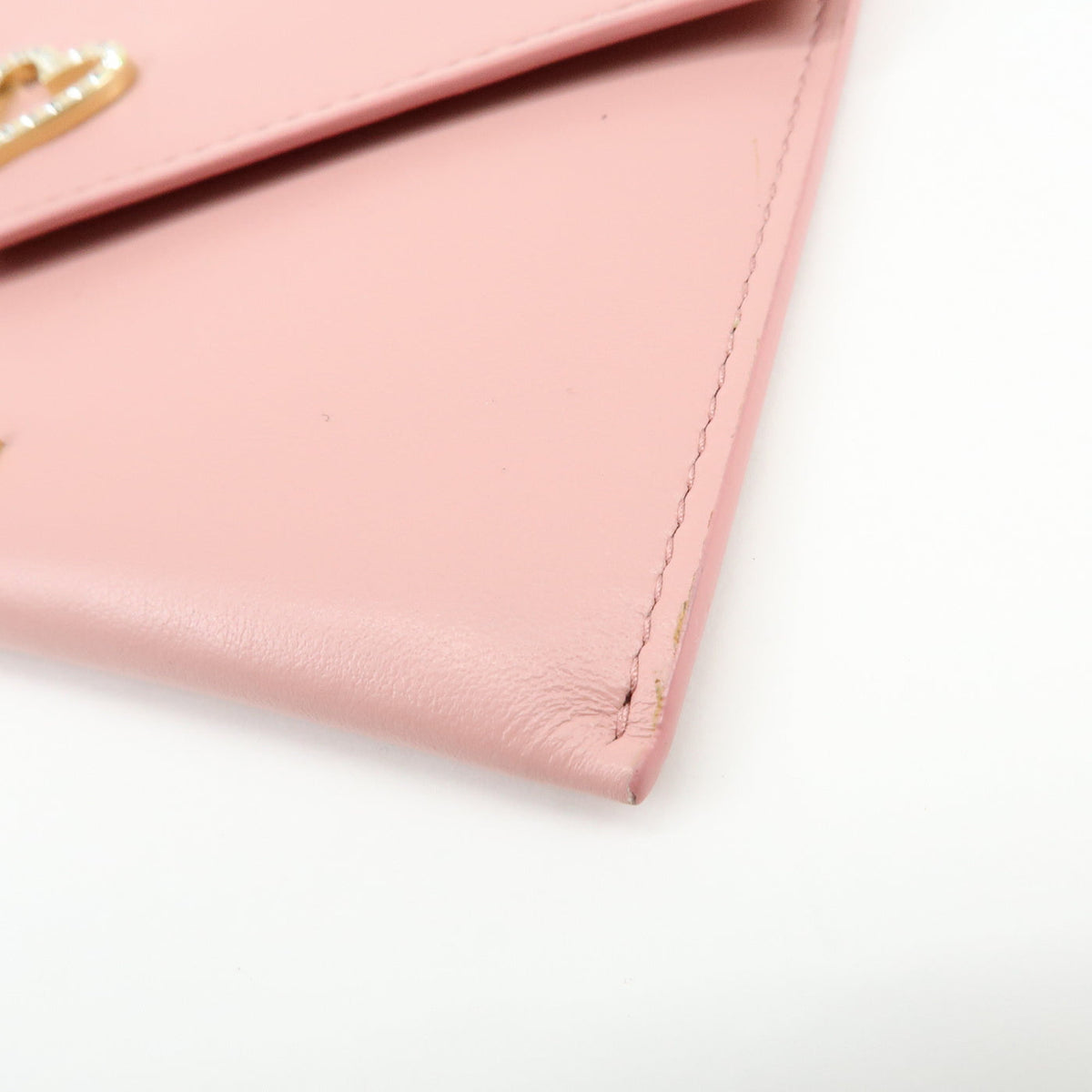 6836 - Miu Miu Madras Love Envelope Pouch Wristlet Pink Crystal Heart