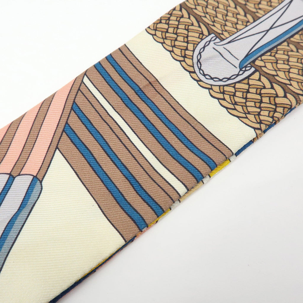 6537 - Hermes 100% Silk Twilly Scarf Sangles En Zigzag