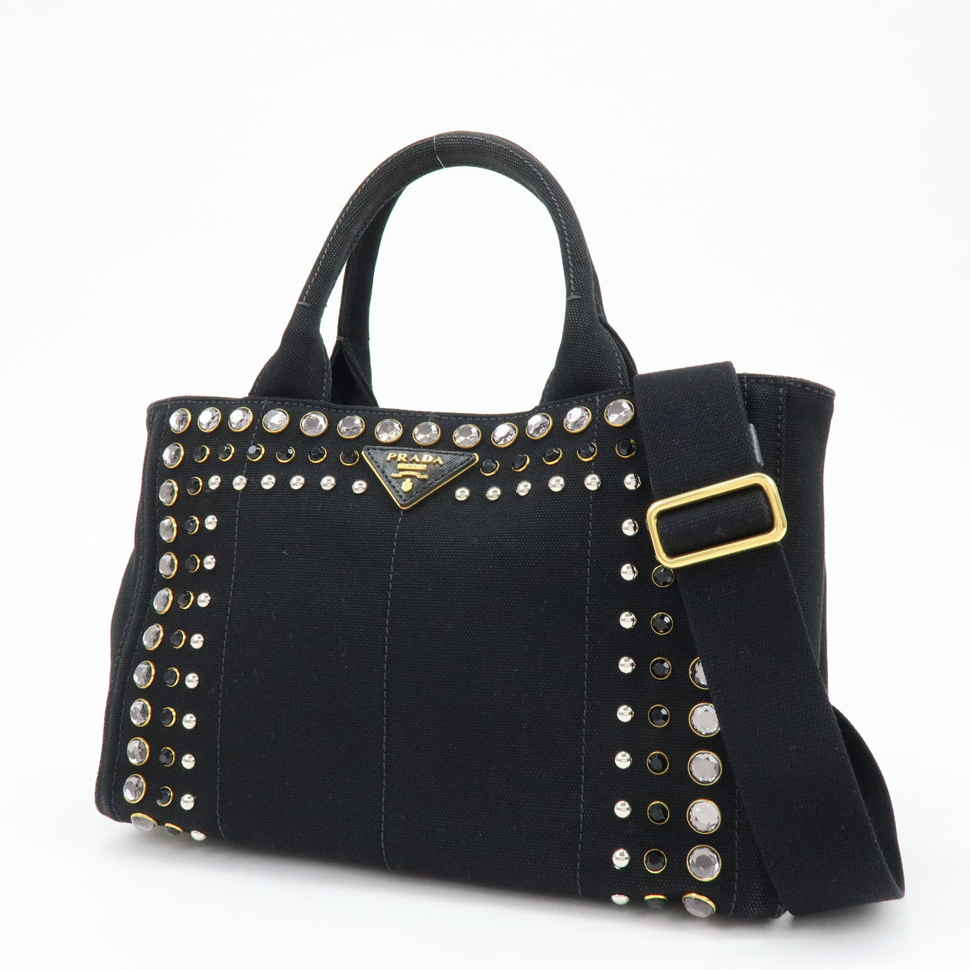 6749 - Prada Canapa Mini Canvas 2Way Tote Bag - Black