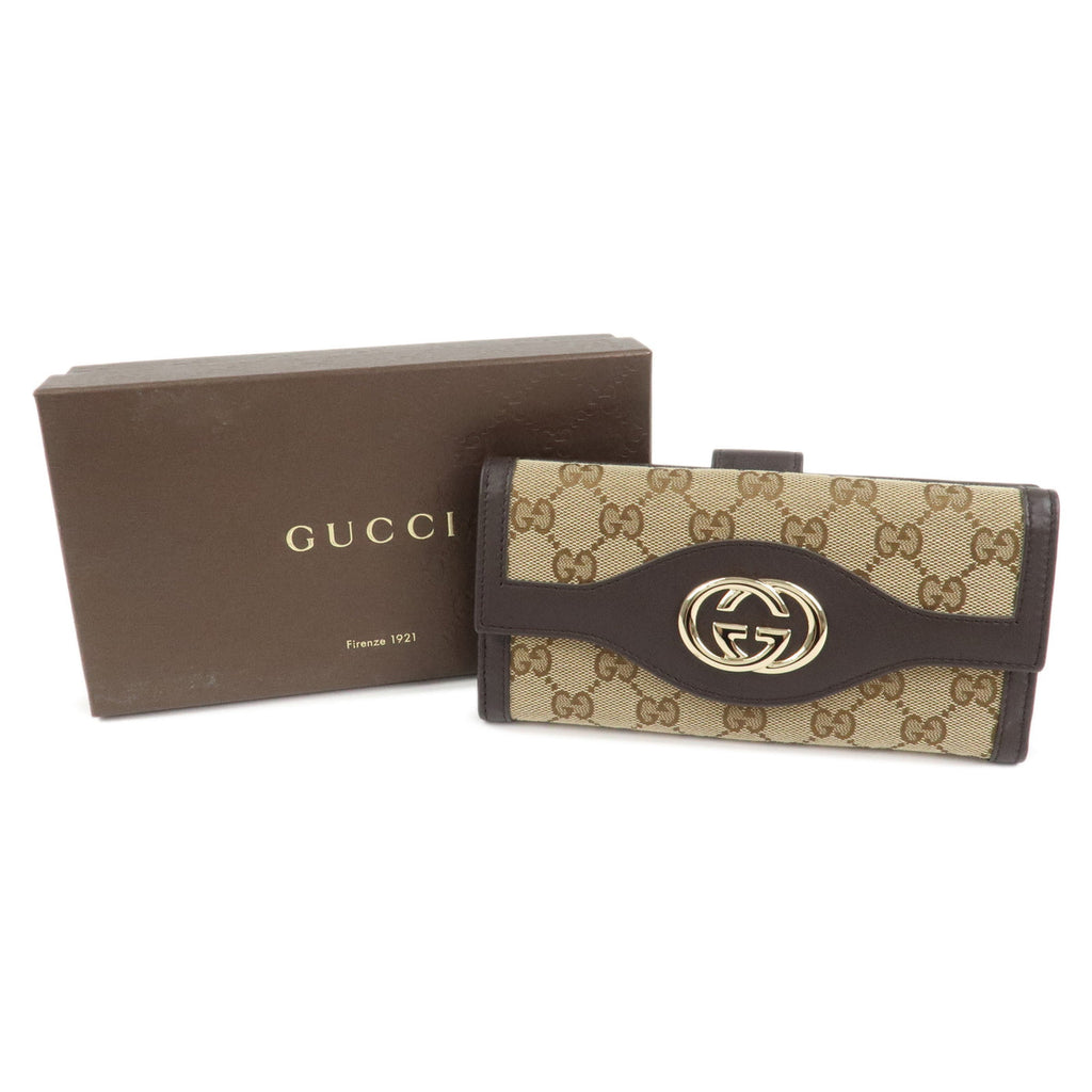6684 - Gucci Interlocking G Canvas Leather Double Flap Long Wallet