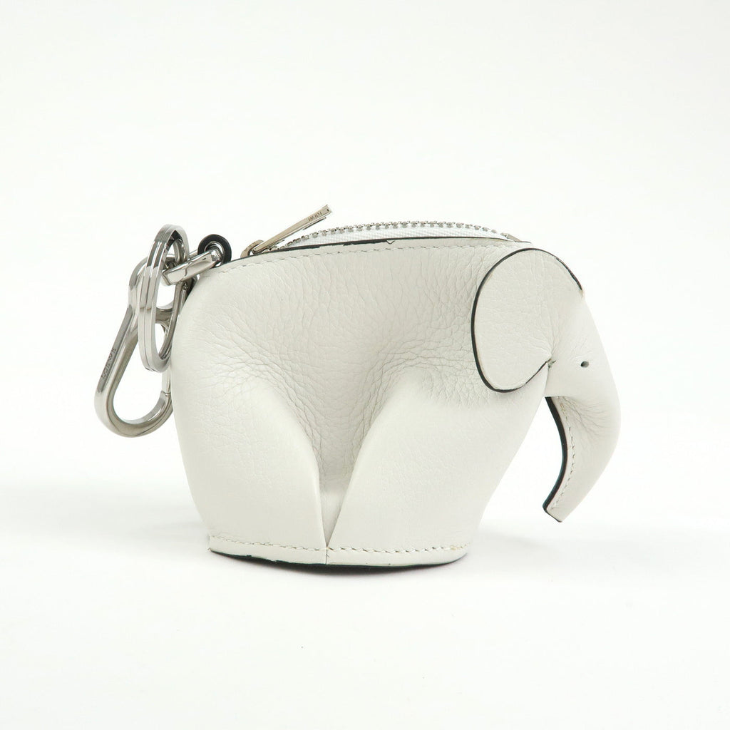 6690 - Loewe Calf Leather Elephant Coin Purse White