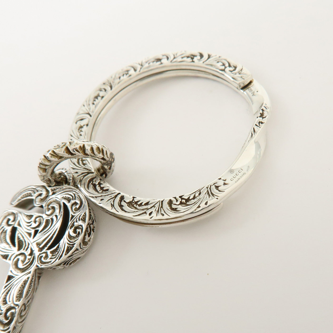 6691 - Gucci Double G Key Motif Bag Charm Key Holder Sv925 Silver