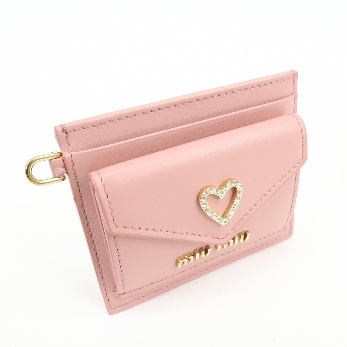 6836 - Miu Miu Madras Love Envelope Pouch Wristlet Pink Crystal Heart