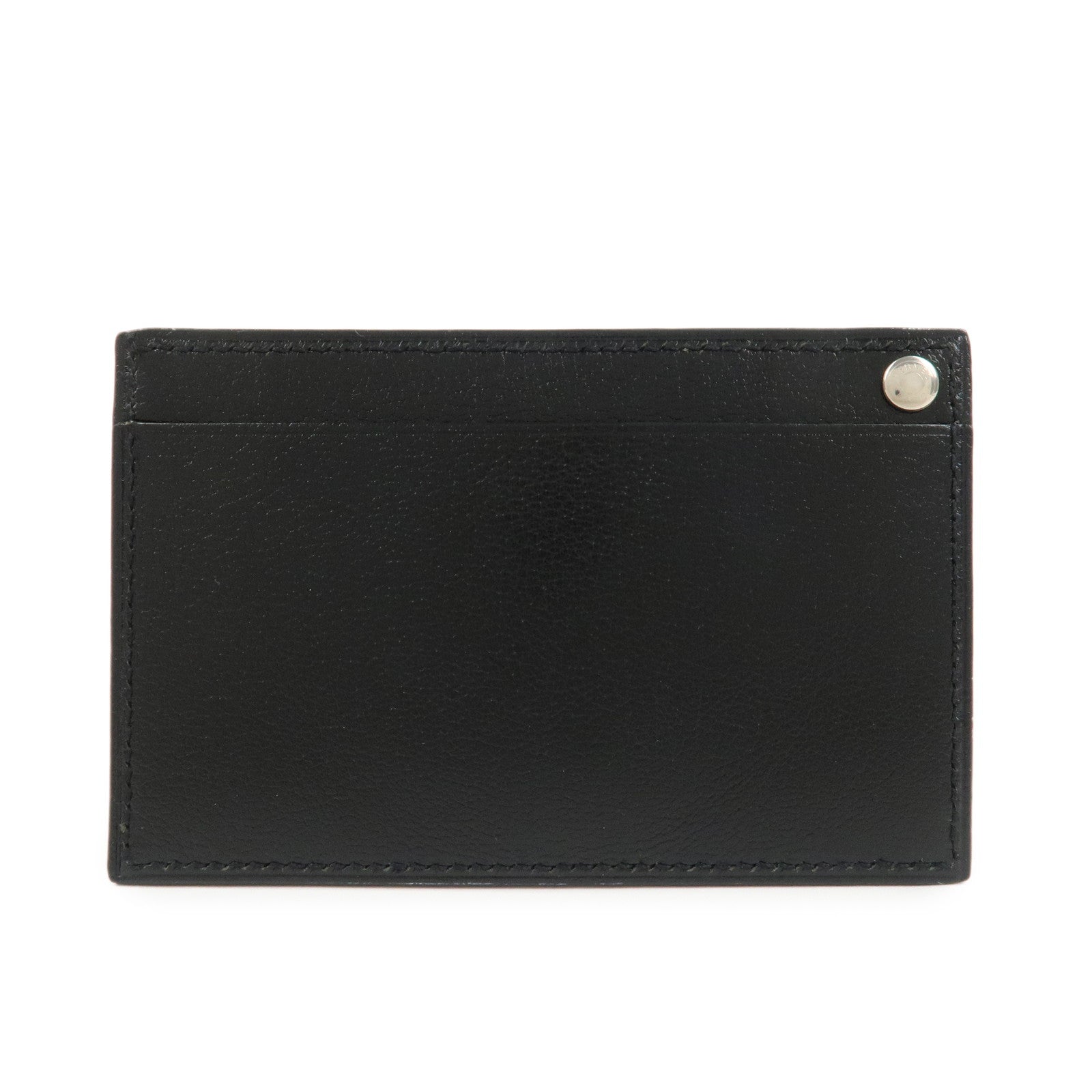 6682 - Hermes Evercalf Leather Chouchou Serie Button I Stamped Pass Case Black