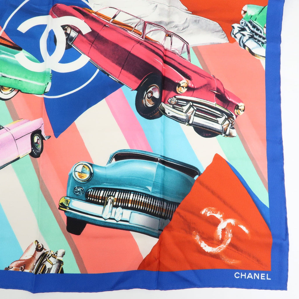 6177 - CHANEL Silk 100% Scarf Classic Car Print