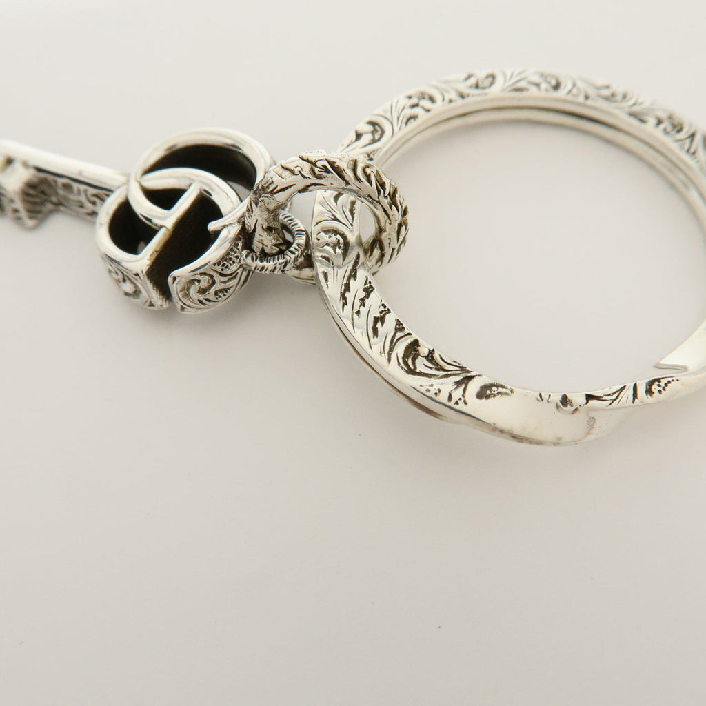 6691 - Gucci Double G Key Motif Bag Charm Key Holder Sv925 Silver