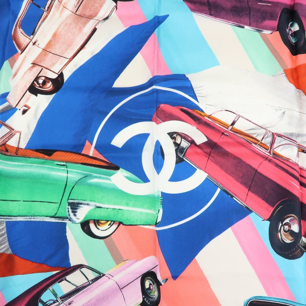 6177 - CHANEL Silk 100% Scarf Classic Car Print