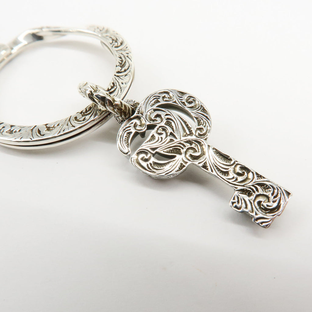 6691 - Gucci Double G Key Motif Bag Charm Key Holder Sv925 Silver