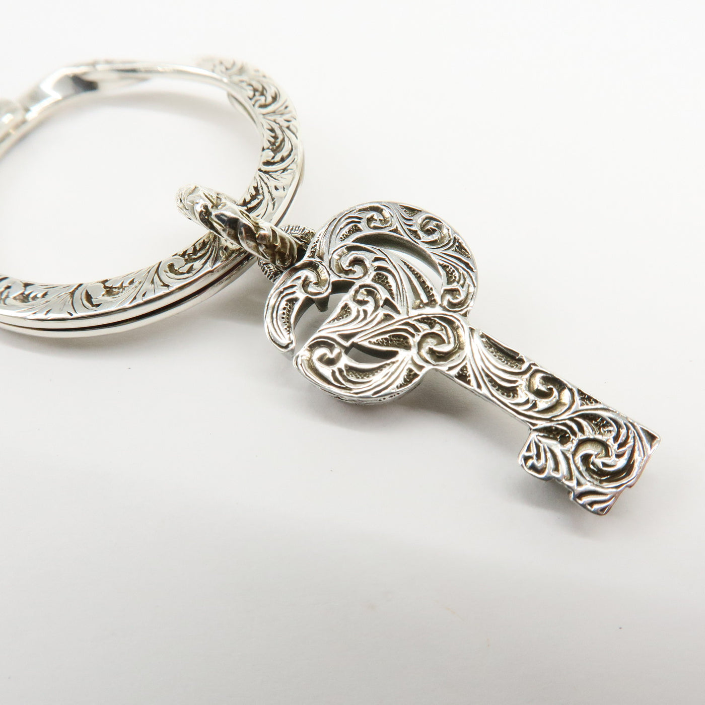 6691 - Gucci Double G Key Motif Bag Charm Key Holder Sv925 Silver