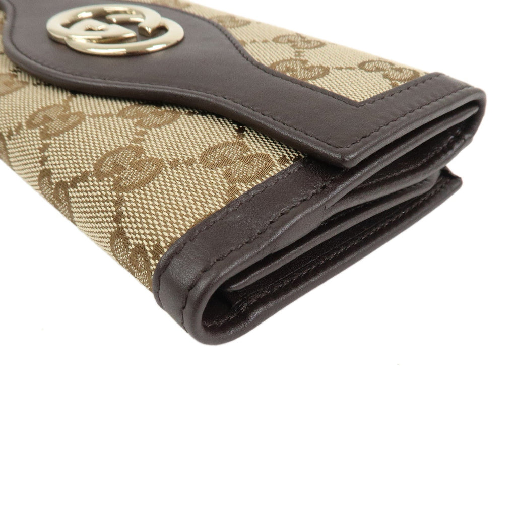 6684 - Gucci Interlocking G Canvas Leather Double Flap Long Wallet