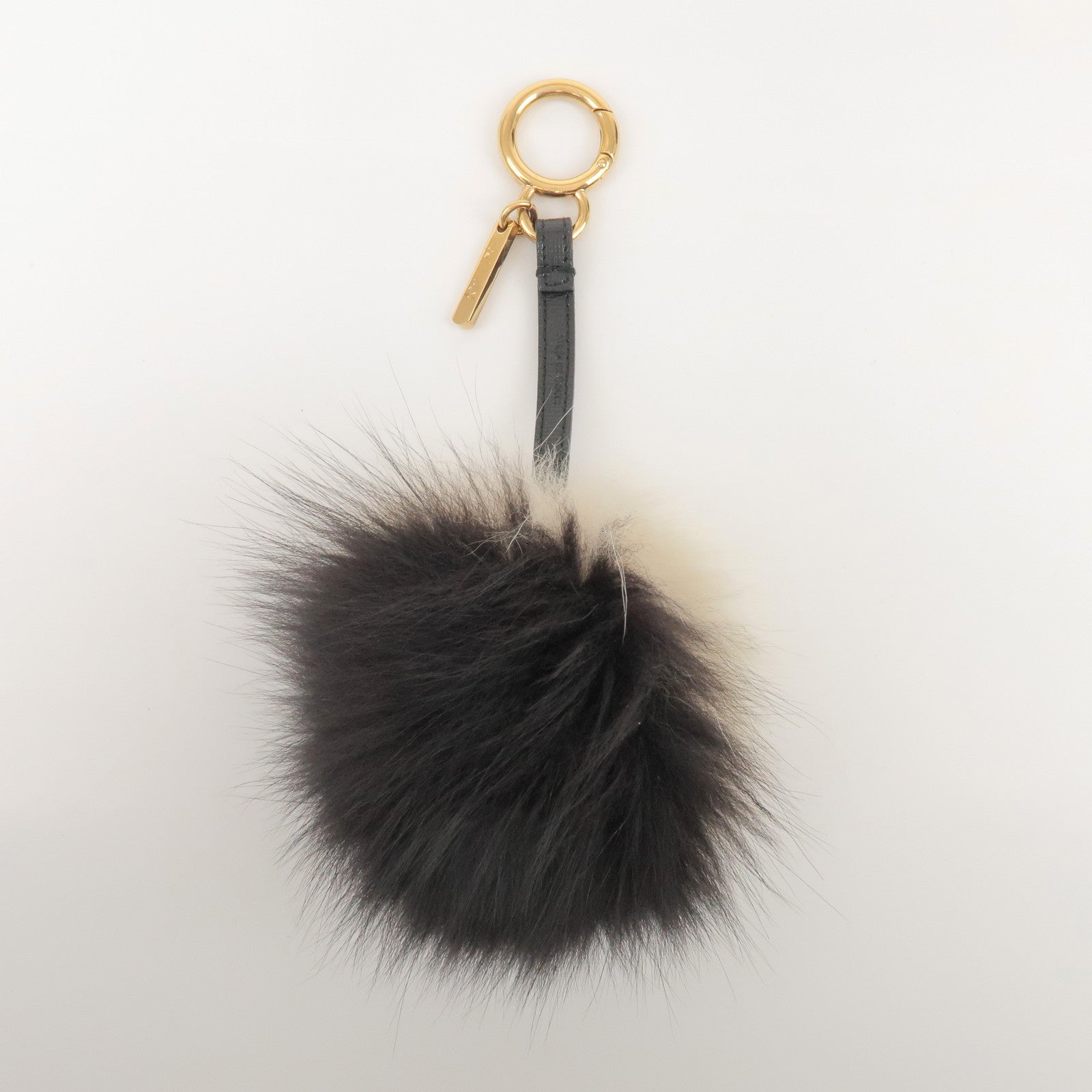 6553 Fendi Fur Leather Bag Charm Key Chain Black White