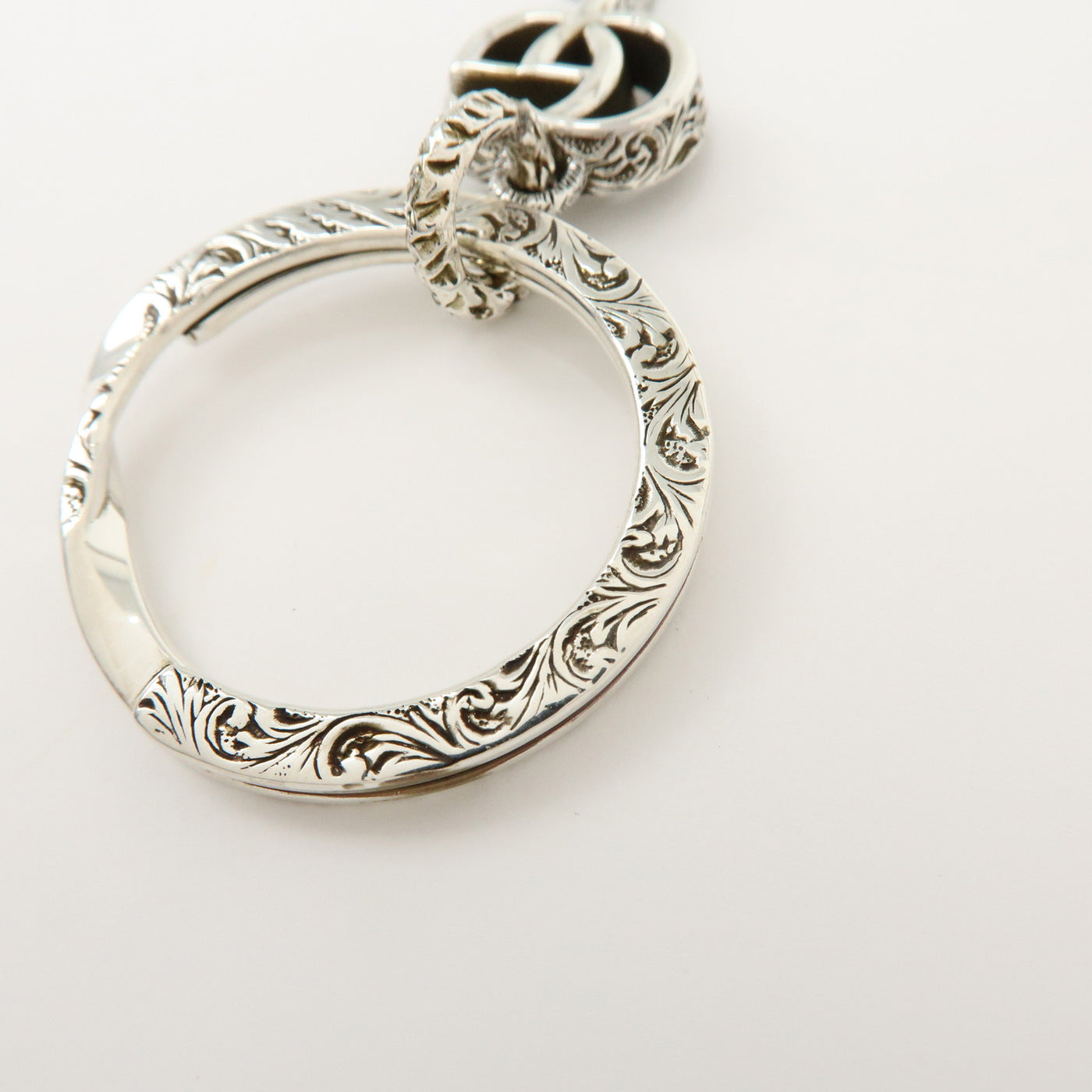 6691 - Gucci Double G Key Motif Bag Charm Key Holder Sv925 Silver