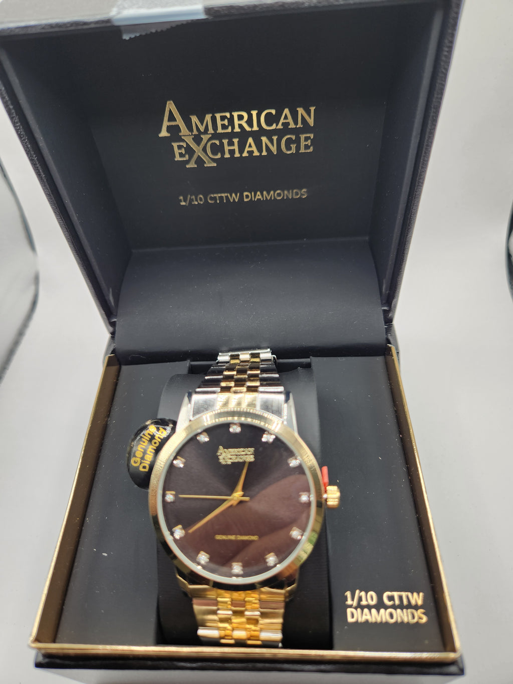 American Exchange Men's Genuine Diamond Collection Bracelet Watch - NWT
