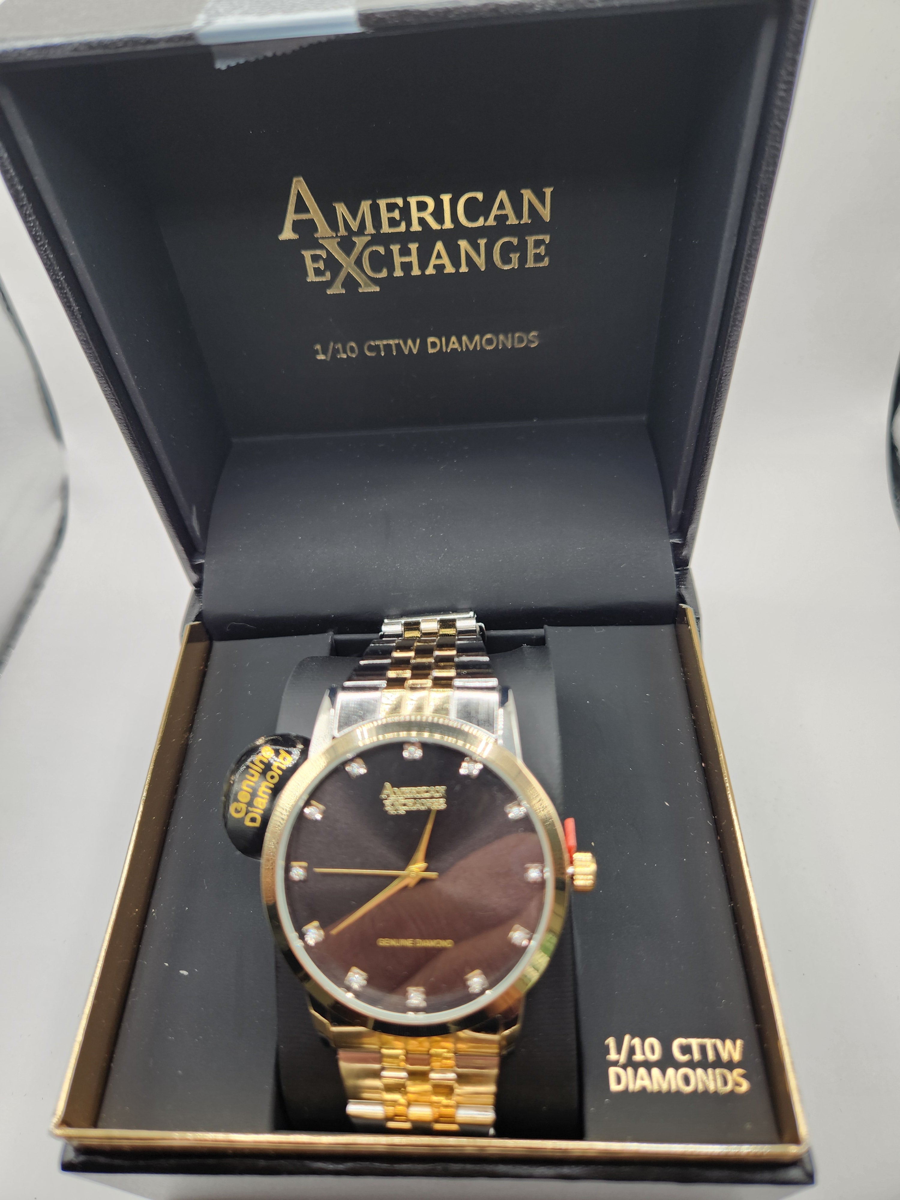American Exchange Men's Genuine Diamond Collection Bracelet Watch - NWT