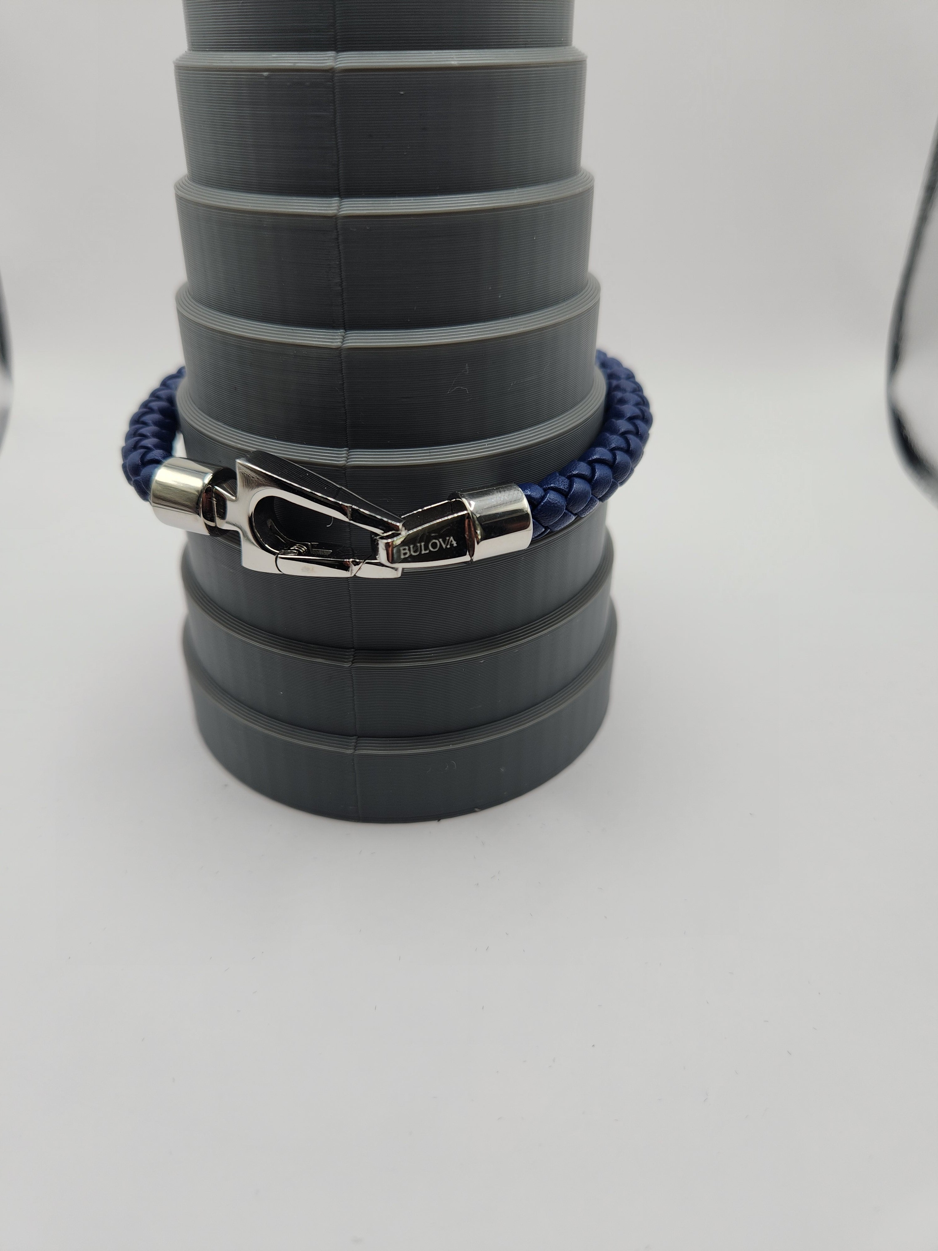 Bulova Jewelry Men's Marine Star Braided Leather Bracelet with Tuning Fork Clasp - NWT