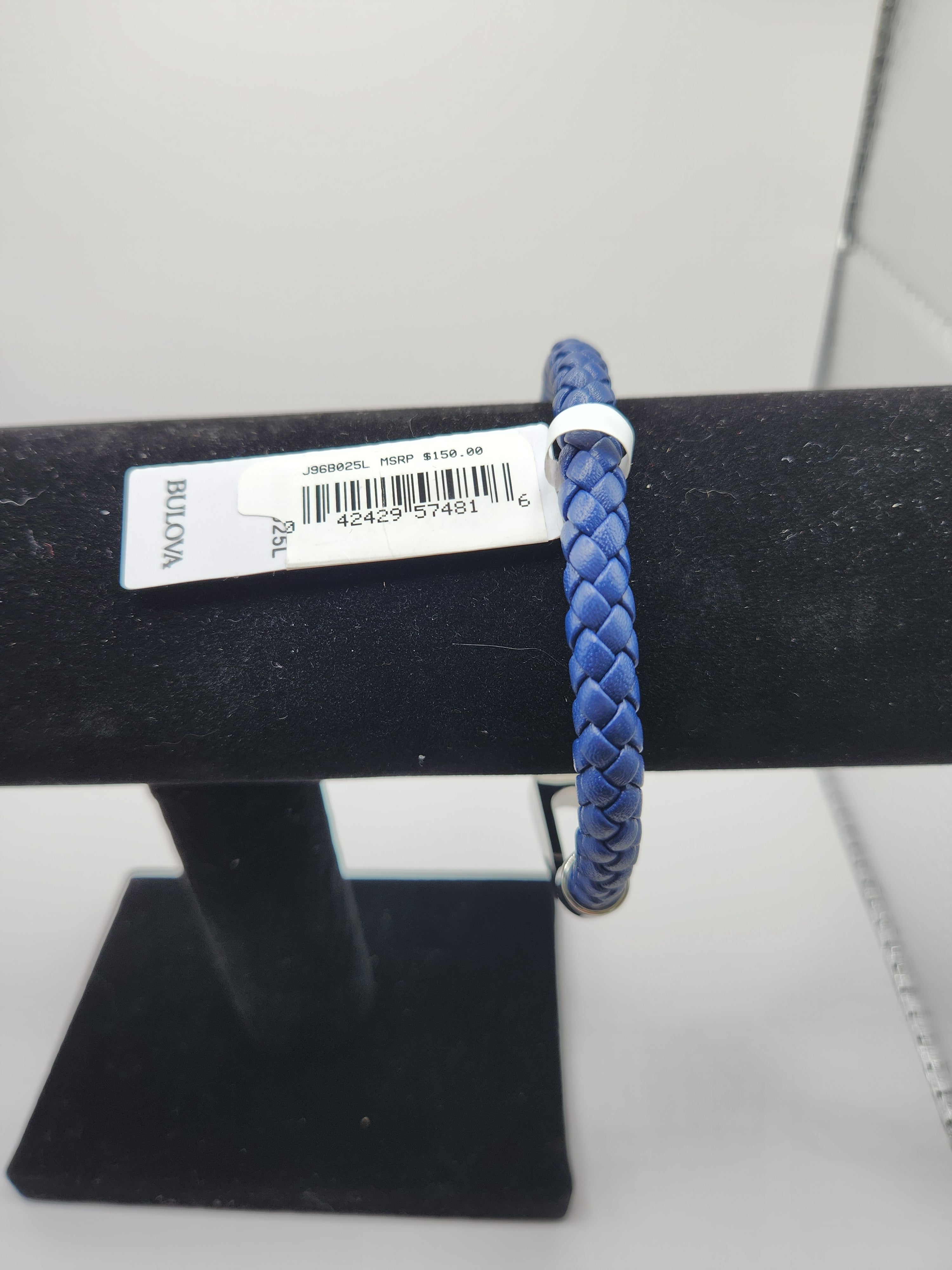 Bulova Jewelry Men's Marine Star Braided Leather Bracelet with Tuning Fork Clasp - NWT