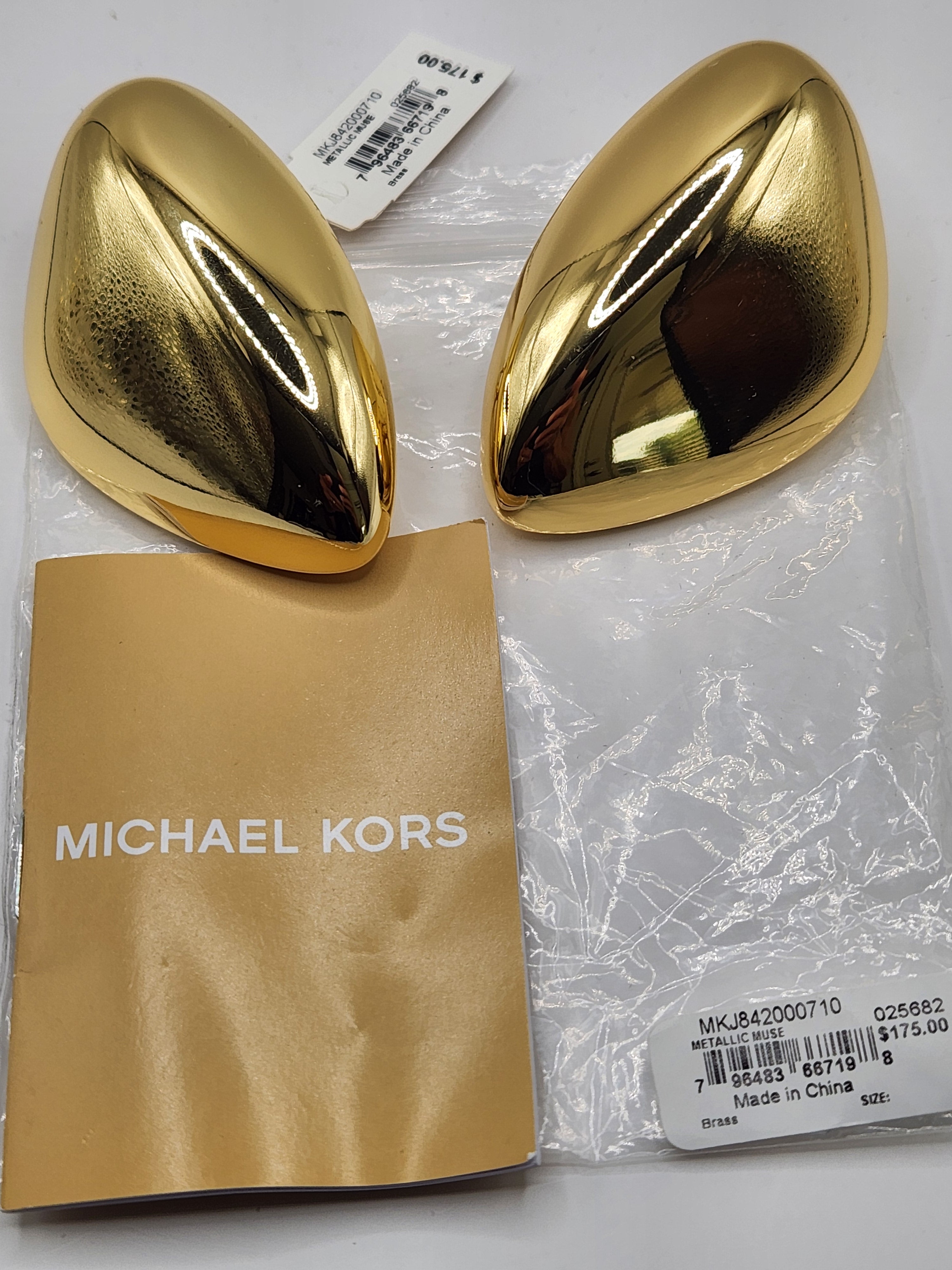 Michael Kors Metallic Muse Brass Pebble Statement Earrings - NWT