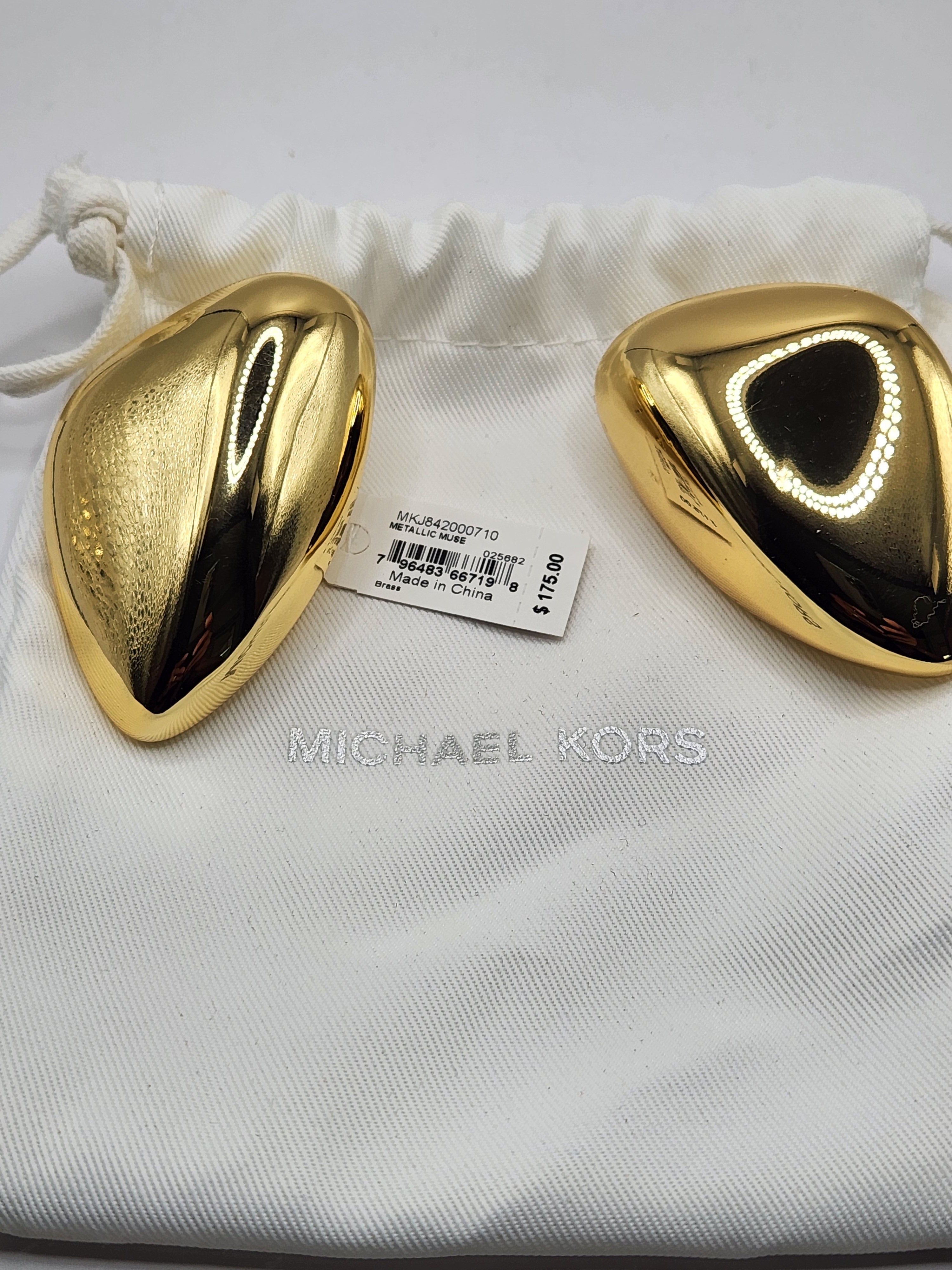 Michael Kors Metallic Muse Brass Pebble Statement Earrings - NWT