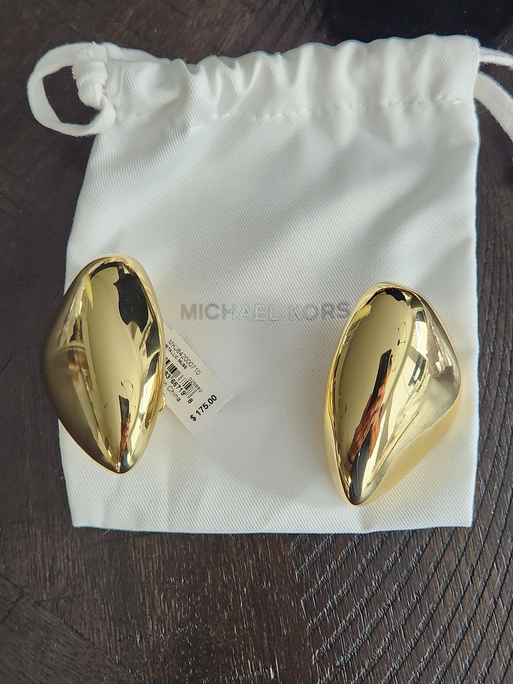 Michael Kors Metallic Muse Brass Pebble Statement Earrings - NWT