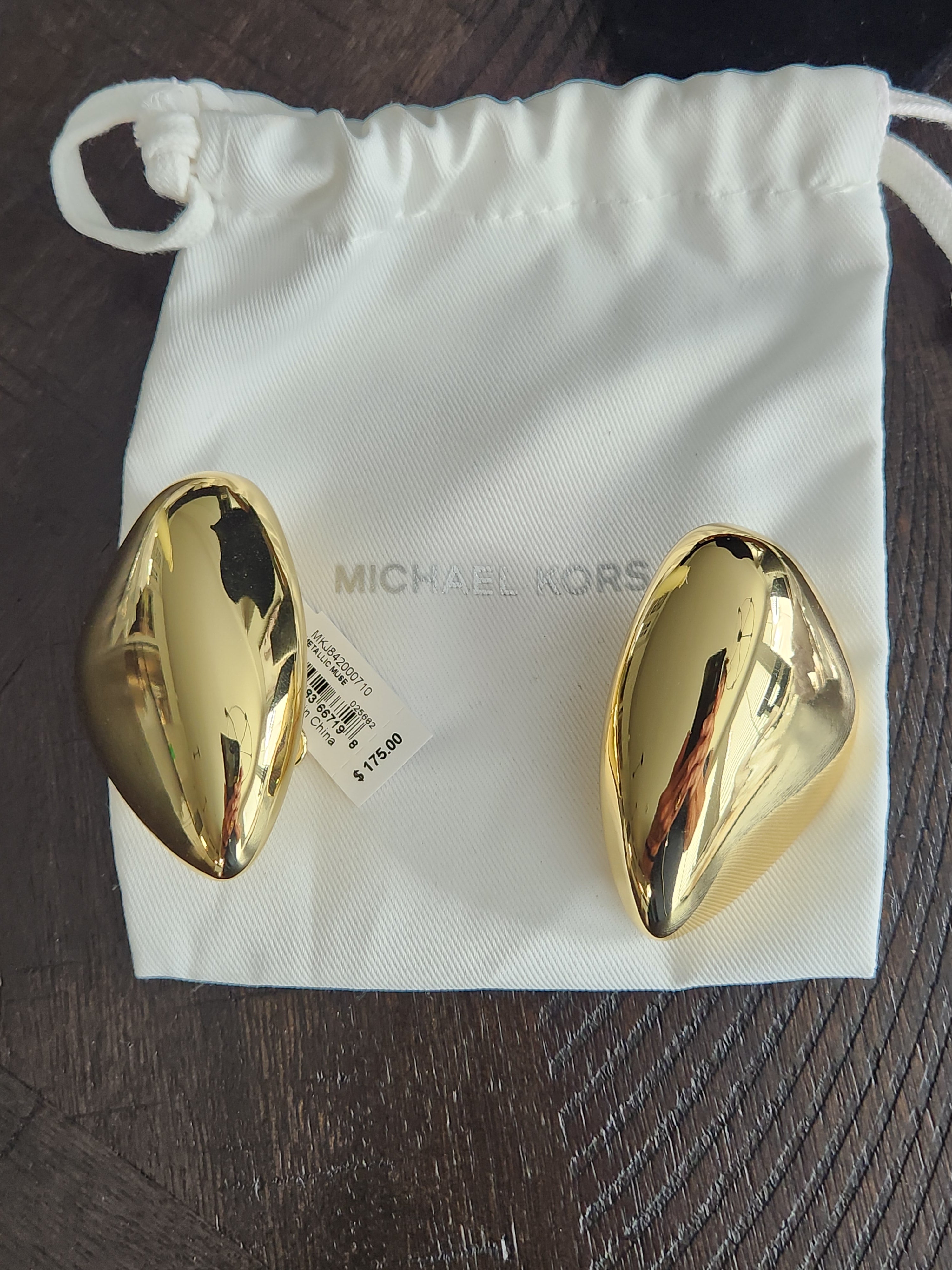 Michael Kors Metallic Muse Brass Pebble Statement Earrings - NWT