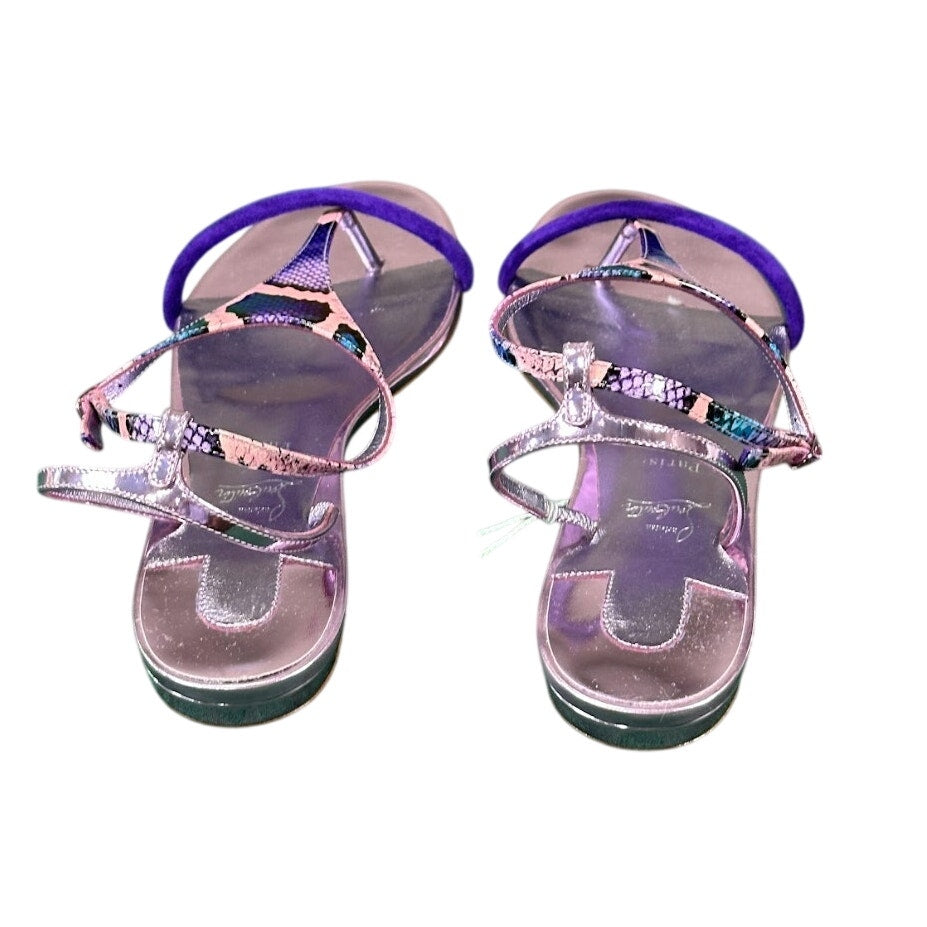 Christian Louboutin Athinita Leather Flat Sandals Jacaranda Purple Sz 40 NIB