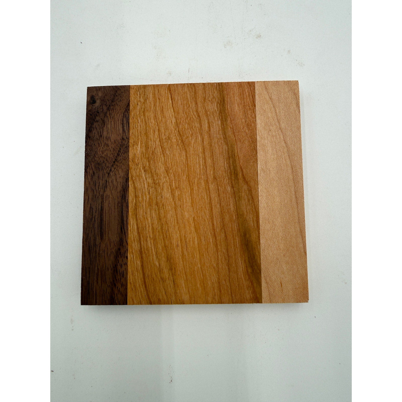 Handcrafted Hardwood Coaster Set of Four, dual-wood design, optional stand, choice of patterns and woods, 4x4 or 4.25x4.25