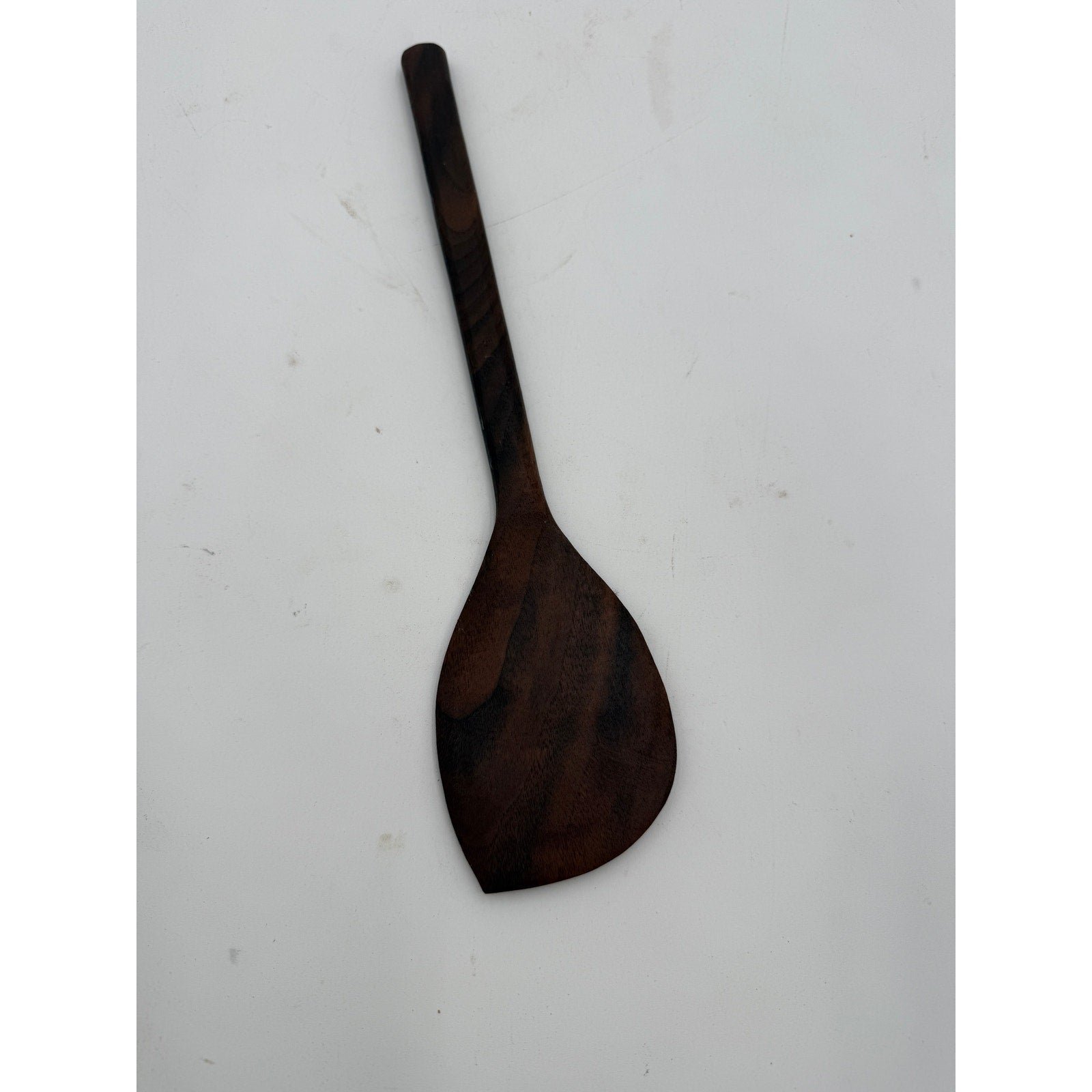 Handcrafted Walnut Mixing Spoon 12.5 Inch, food safe finish, ergonomic handle, non scratch for cookware, handmade USA