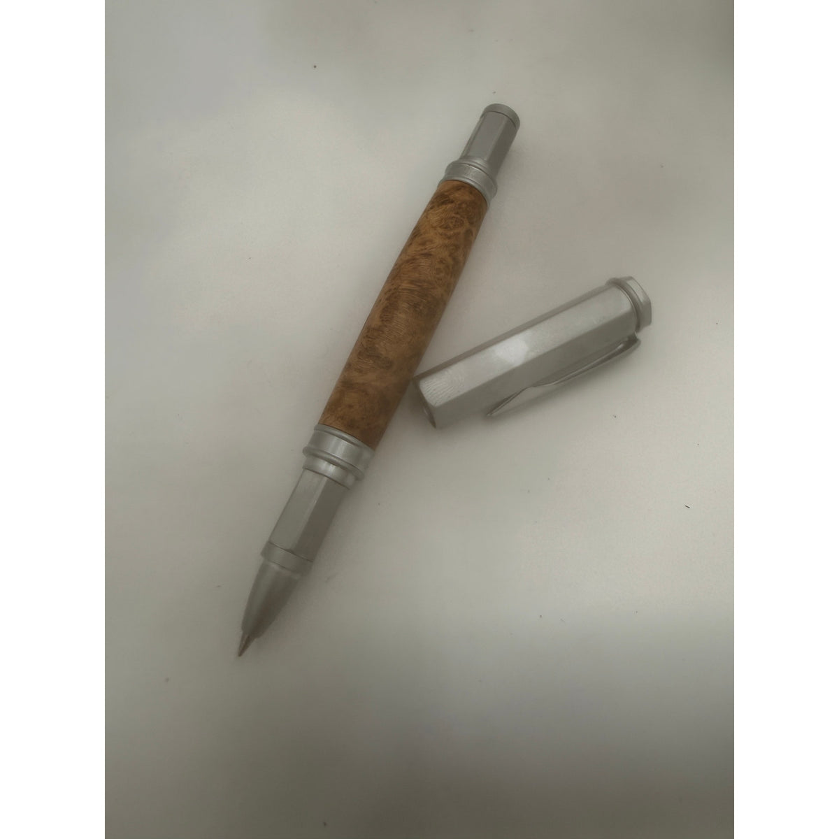 Vertex Fountain Pen in Spalted Tamarind, Hand Turned Barrel, Ink Pump, Cartridge, SKU 1469