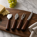 Handcrafted Cheese Knife Set for Entertaining, 4-piece kit, stainless steel blades, food safe, maple or sapele handles
