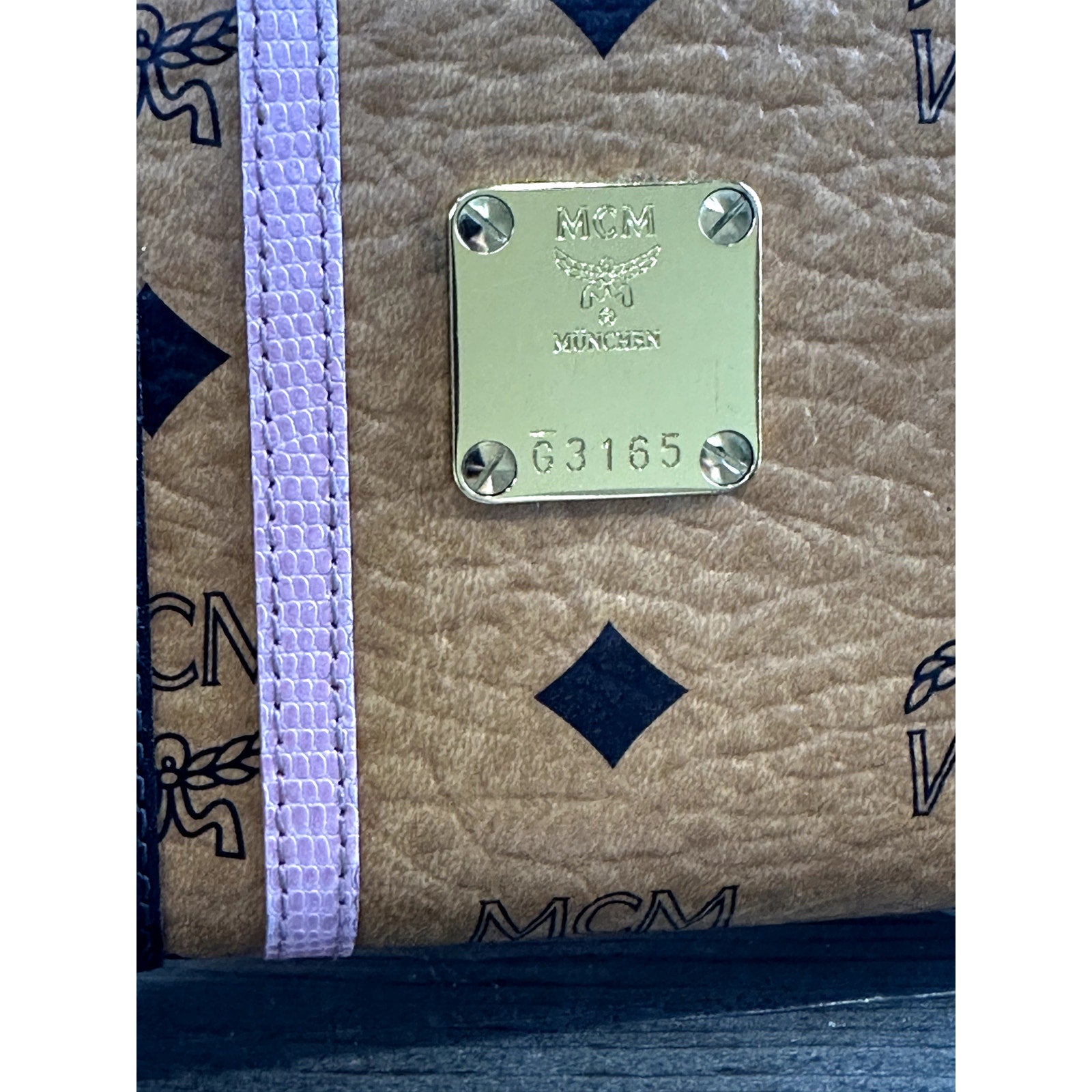 MCM Visetos Striped Zip Around Wallet