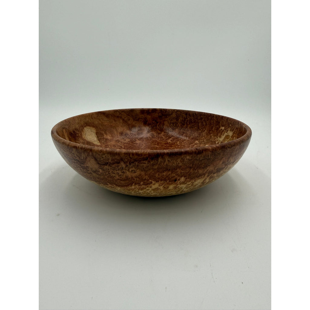 Hand Turned Red Mallee Burl Wood Bowl, 9.5 x 2.75 inches, food safe finish, handmade salad or fruit bowl, decorative centerpiece