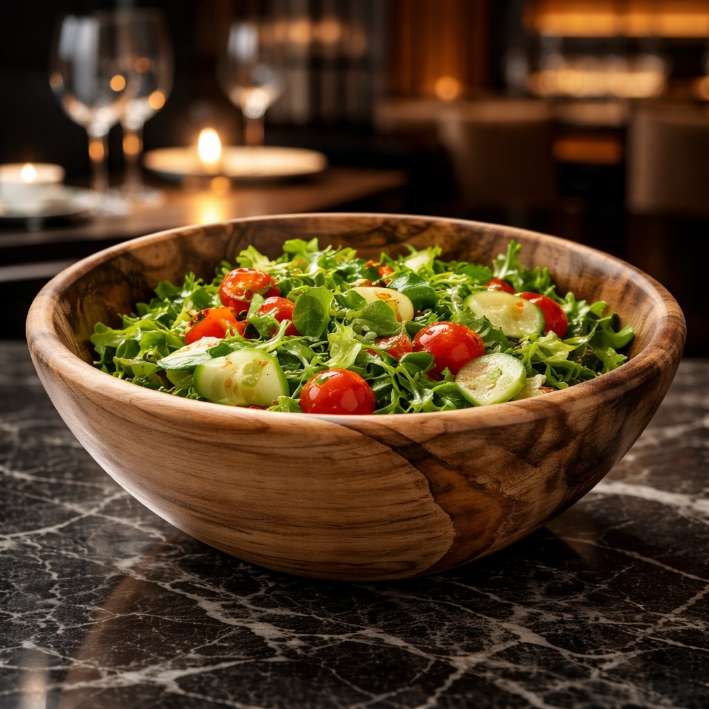 Ambrosia Maple Hand Turned Wood Bowl, 8.75 x 3.5, food safe finish, functional salad or fruit serving, decorative centerpiece
