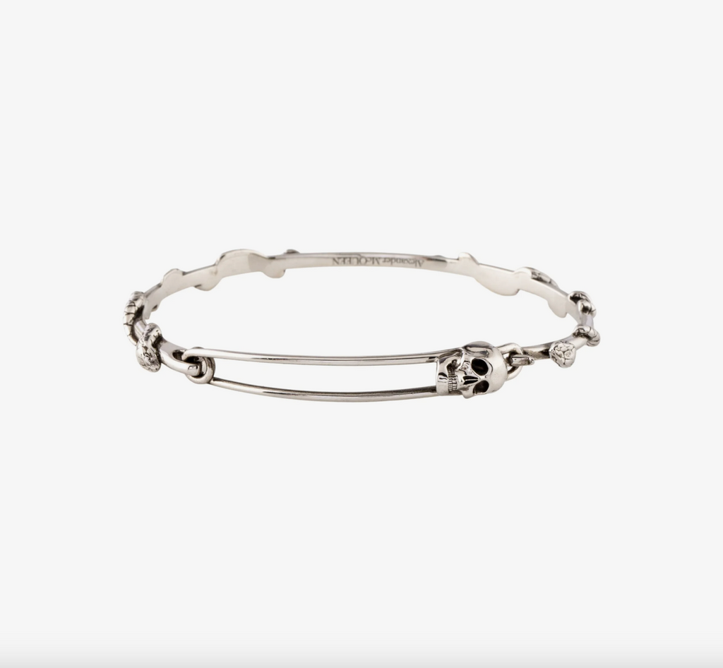 6904 - Alexander McQueen Skull Safety Pin Bangle Bracelet