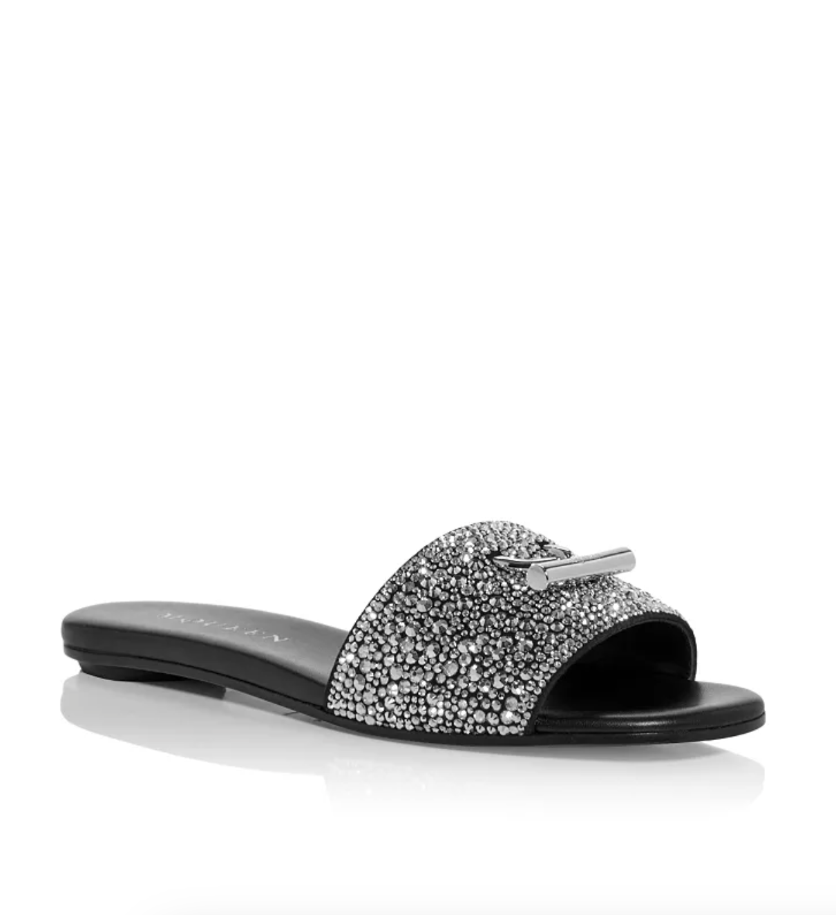 Alexander McQueen Black Crystal T-Bar Slide Sandals Size 40 - New