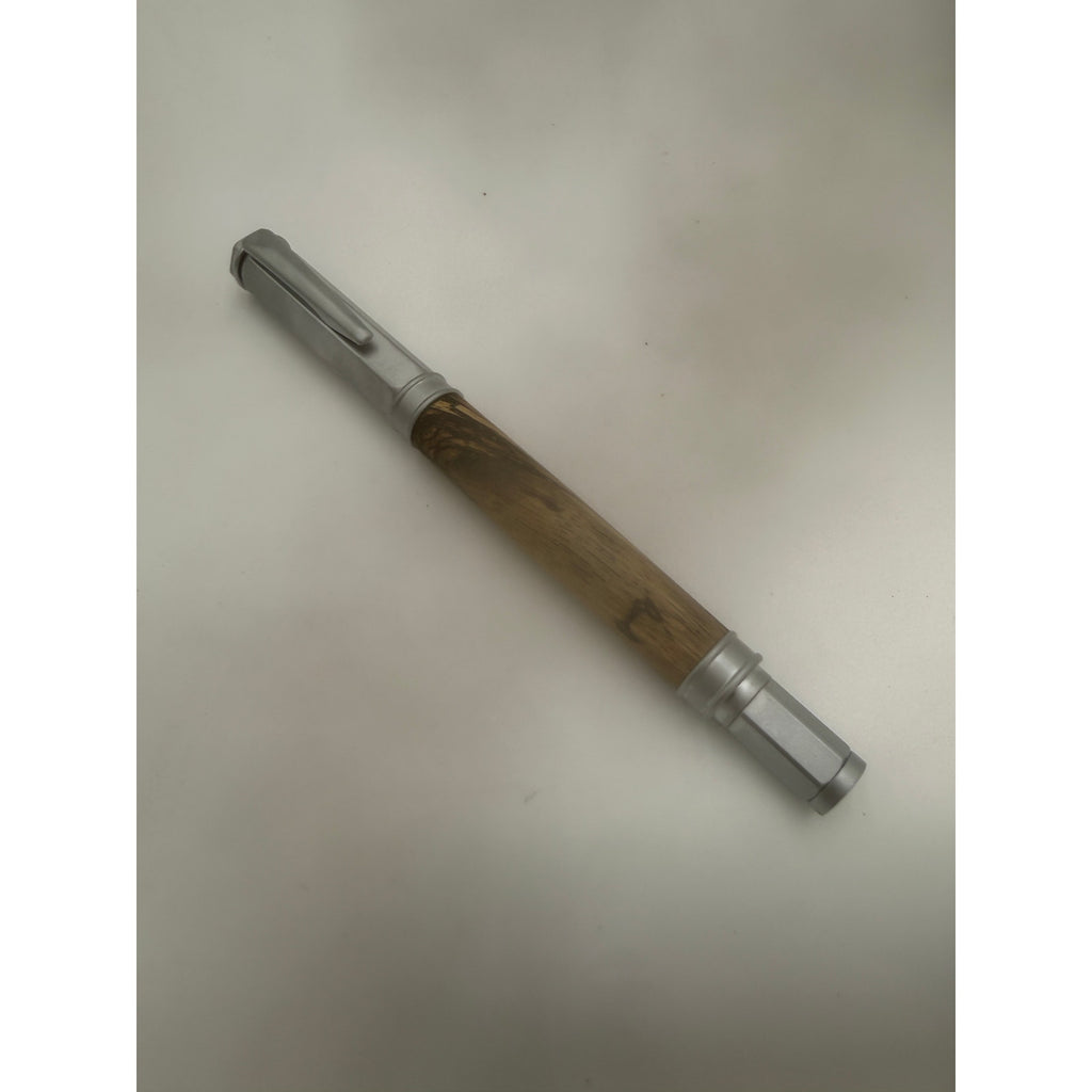 Vertex Fountain Pen in Spalted Tamarind, Hand Turned Barrel, Ink Pump, Cartridge, SKU 1469