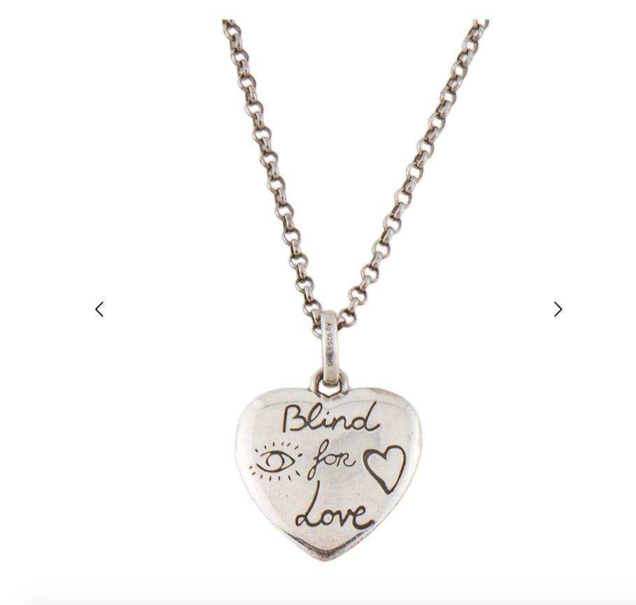 Gucci Blind for Love .925 Sterling Silver Heart Necklace
