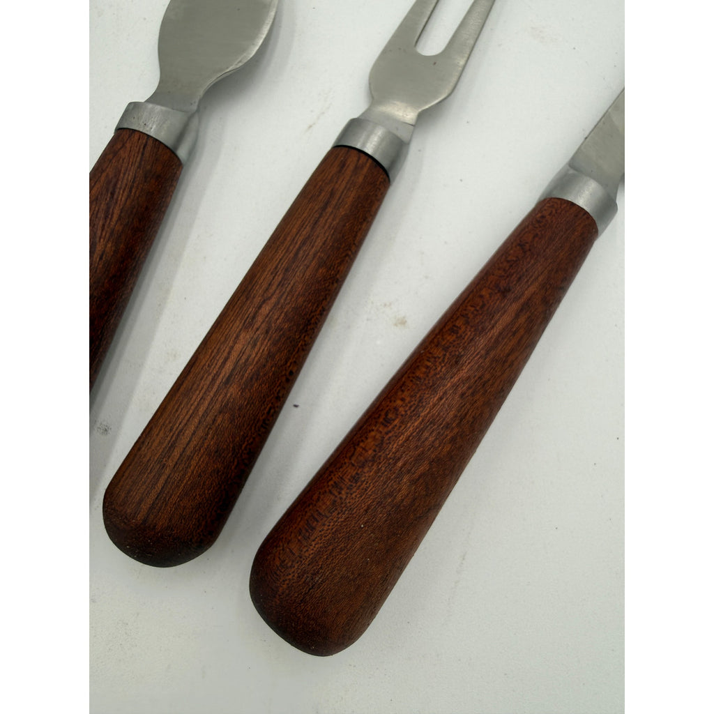 Handcrafted Cheese Knife Set for Entertaining, 4-piece kit, stainless steel blades, food safe, maple or sapele handles