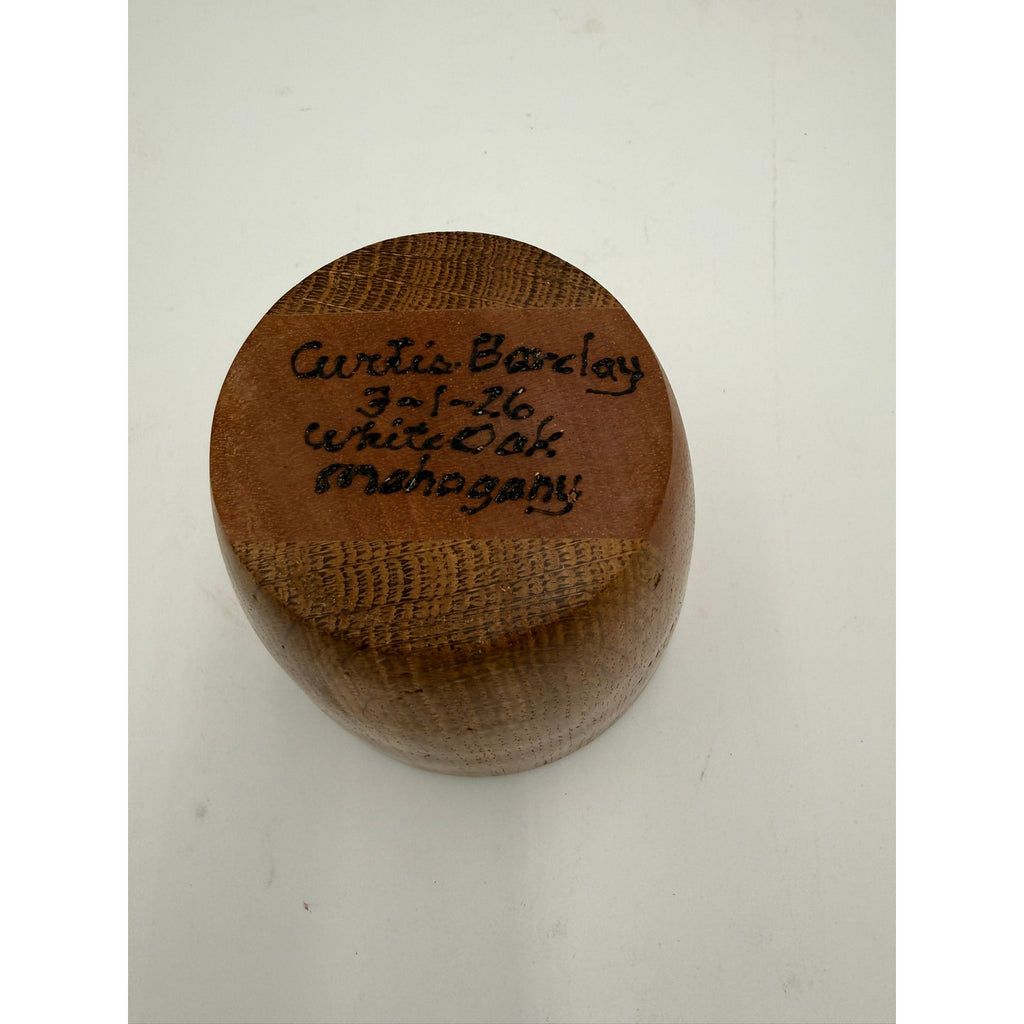 Hand Turned White Oak and Mahogany Bowl, 5 x 4.25 in, handmade wood vessel, food safe finish, decorative yet functional