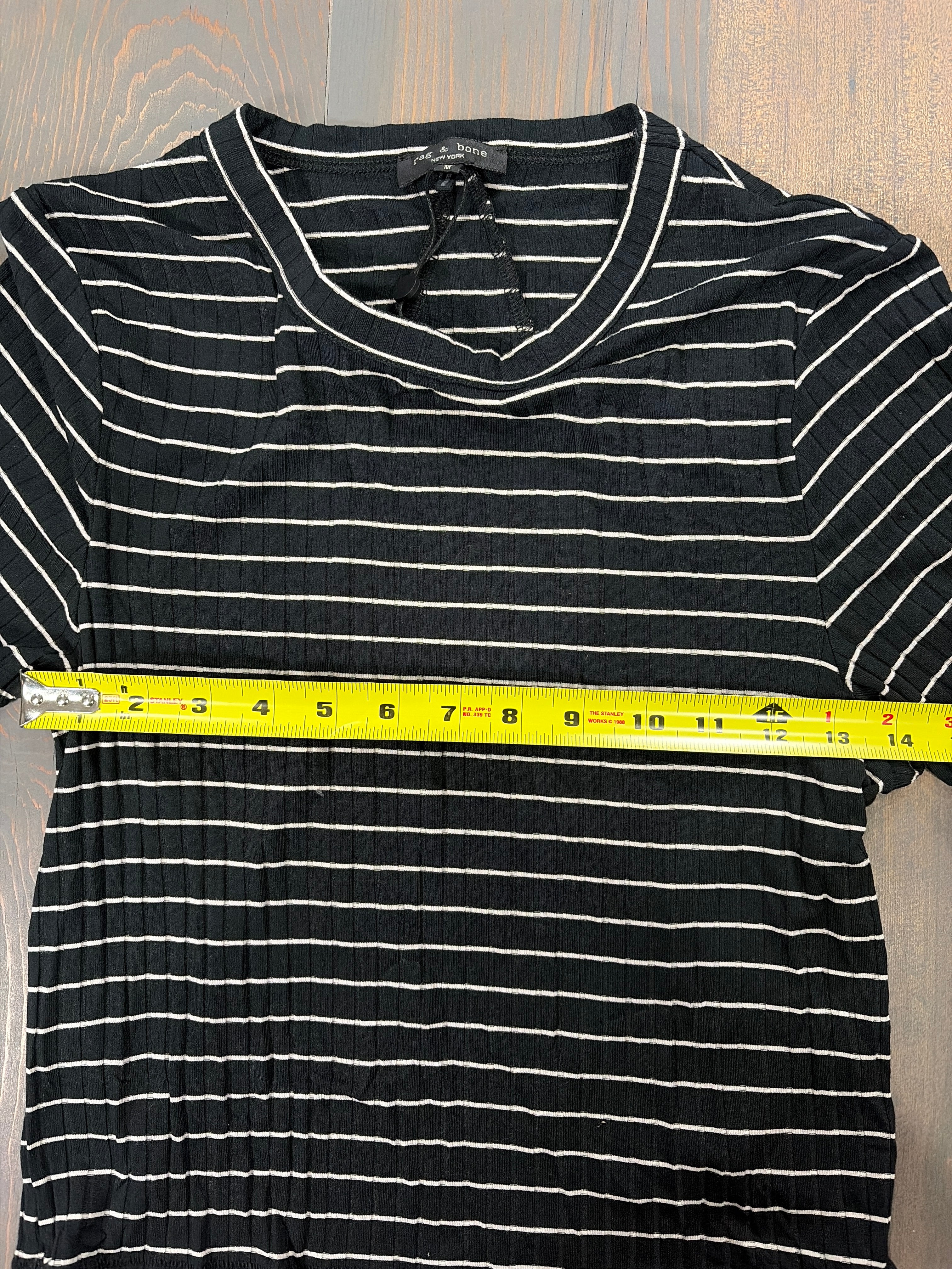 5674 - Rag & Bone Luca Stripe Rib Baby Tee - Size M - NWT - Retail $158
