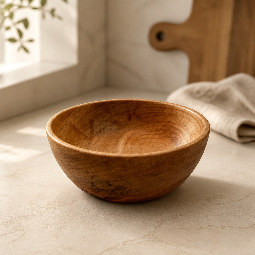 Hand Turned Hard Maple Bowl for Everyday Use, 5.25 x 2 in, durable, functional, hand crafted, food safe finish, small salad or snack