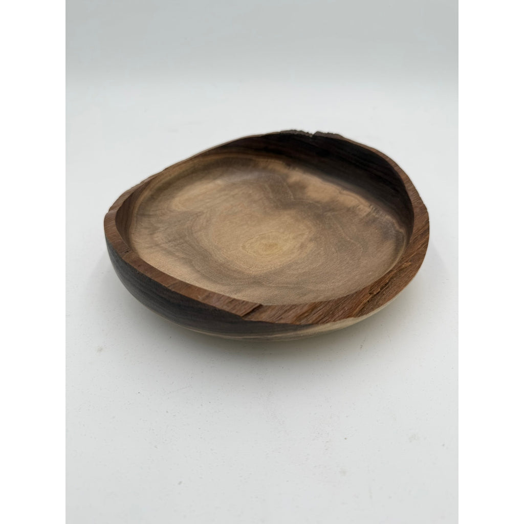 Hand Turned Wood Bowl, Live Edge Walnut